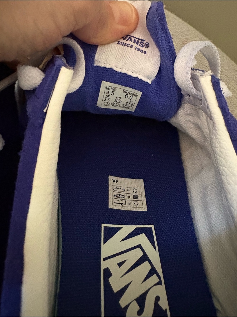 Vans Blue and White Low-Top Sneakers - Picture 3 of 3